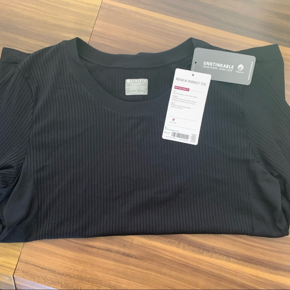 Athleta Renew Ribbed Tee, Black, Large